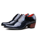 Dress Shoes Patent Leather Men's Formal Office Weding Footwear Me'sn High Heels Shoes Mart Lion Blue 919 38 