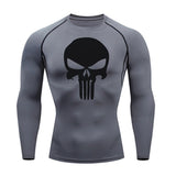 MMA Compression Sport suit Men's thermal underwear sets 1-3 piece Tracksuit Jogging suits Quick dry Winter Fitness Base layer Mart Lion Grey T-shirt L 