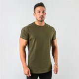 Stylish Plain Tops Fitness Men's T Shirt Short Sleeve Muscle Joggers Bodybuilding Tshirt Male Gym Clothes Slim Fit Tee Shirt Mart Lion Army Green M 