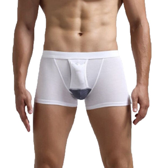 Scrotum Separation Men's Panties Modal Underwear Boxer Escroto Pouch Mid Rise Underpants Slips Hole Breathable White Mart Lion - Mart Lion