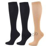 3/6/7 Pairs Compression Socks Men Women Running Sports Varicose Vein Edema Knee High 30 MmHg Leg Support Stretch Stocking Mart Lion 3 pairs-2 S-M 