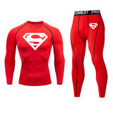 Winter Sports Fitness Clothing Long Johns Men's 2-pc/Set Warm Shirt Leggings Thermal Underwear Track Sport Suits Jogging Suit Mart Lion red 1 L 