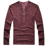 Men's Tee Shirt V-neck Long Sleeve Tee amp Tops Stylish Buttons Autumn Casual Henley shirt Solid Clothing