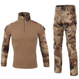 Men's Tactical Camouflage Sets Military Uniform Combat Shirt+Cargo Pants Suit Outdoor Breathable Sports Clothing Mart Lion Desert Digital S 