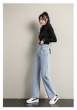 Fleece Women Straight Wide Leg Jeans Thick Warm Velvet Trendy Winter Casual Denim Pants Mujer Brand Clothing Mart Lion   