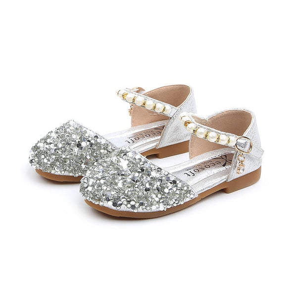  Summer Girls Shoes Bead Mary Janes Flats Fling Princess Baby Dance Kids Sandals Children Wedding Gold Mart Lion - Mart Lion