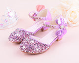  Girls Bow-knot Princess Shoes With High-heeled, Kids Glitter Dance Performance Summer Mart Lion - Mart Lion