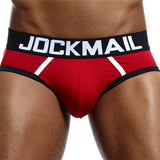 Men's Underwear Briefs Jockstrap Pouch Cuecas Cotton Stripe Panties Thongs Underpants Mart Lion JM313RED M(27-30 inches) 