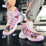 Graffiti Printing Shoes Basketball Men's High Top Non slip Basketball Sports Gym Hip hop Couple Sneakers Basketball Mart Lion   