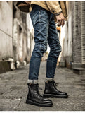 Men's Workwear Side Zipper Martin Boots Plus Cotton Leather Shoes Mart Lion   