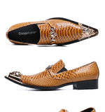 Summer dress men shoes black snake embossed Genuine leather dragon head pointed party Trend wedding Mart Lion   
