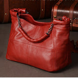 Summer Style Handbag Lady Chain Soft Genuine Leather Tote Bags for Women Messenger Mart Lion Red  