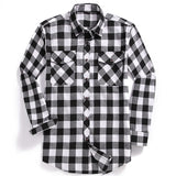 Men's Casual Plaid Flannel Shirt Long-Sleeved Chest Two Pocket Design Printed-Button Mart Lion XMC101 USA S Asian L 