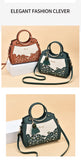 Female Composite Bags Hollow Out Ombre Handbag Floral Print Shoulder Bag Ladies Pu Leather Casual Tote Bags Vintage Bolsa Mart Lion   