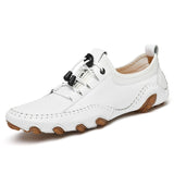 Casual Shoes Men's Genuine Leather Sneakers Summer Breathable Driving White Flats Trainers Mart Lion White 6.5 China