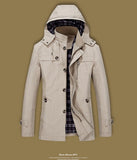 Men's Jacket Autumn Men's Long Cotton Windbreaker Jackets Overcoat Casual Slim Fit Trench Outwear Coat Mart Lion   
