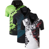 Jeansian 3 Pack Men's Sport Tee Polo Shirts Poloshirts Golf Tennis Badminton Dry Fit Short Sleeve LSL195 PackE Mart Lion LSL263-244-224-Black US S 