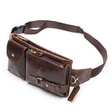 Genuine Leather Waist Packs Men's Waist Bags Fanny Pack Belt Bag Phone Bags Travel Small Waist Bag Leather Mart Lion 9080-oilcoffee China 