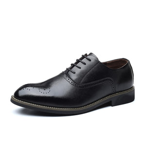 Men's British Retro Carved Brogue Shoes Lace-up Leather Dress Office Wedding Party Oxfords Flats Mart Lion   