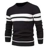 Autumn Pullover Men's Sweater O-neck Patchwork Long Sleeve Warm Slim Casual Sweater Clothing