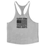 Bodybuilding stringer tank top men's Cotton Gym sleeveless shirt Fitness Vest Singlet sportswear workout tanktop Mart Lion gray 169 M 