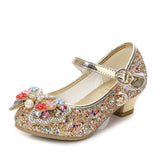 Children Princess Leather Shoes New girls high heels sequin children&#39;s shoes small and medium girls princess shoes student shoes  MartLion