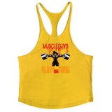 Bodybuilding Stringer Tank Tops Men's Anime funny summer Clothing No Pain No Gain vest Fitness clothing Cotton gym singlets Mart Lion yellow57 M 