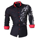Sportrendy Men's Shirts Dress Casual Leopard Print Stylish Design Shirt Tops Yellow Mart Lion JZS045-Black M 