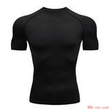Compression Quick dry T-shirt Men's Running Sport Skinny Short Tee Shirt Male Gym Fitness Bodybuilding Workout Black Tops Clothing Mart Lion picture color 1 XL 