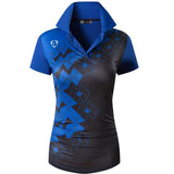 jeansian Style Women Casual Short Sleeve T-Shirt Floral Print Polo Golf Polos Tennis Badminton Black Mart Lion SWT289-Blue US M China
