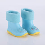 Rain Boots Kids for Girls Waterproof Water Shoes Baby Boys Non-slip Rubber Warm Children Rainboots four Seasons Removable Mart Lion Sky blue cotton 8 