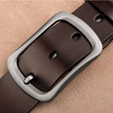  Real Cow Genuine Leather Belt Men's Cowboy Cowskin Pin Buckle Waist Belts for Jeans Mart Lion - Mart Lion