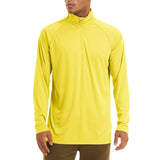 Men's Sun/Skin Protection Long Sleeve Shirts Anti-UV Outdoor Tops Golf Pullovers Summer Swimming Workout Zip Tee Mart Lion Yellow CN size L (US M) CN
