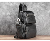 First layer cowhide men's chest bag trendy messenger bag leather backpack multifunctional small backpack single shoulder Mart Lion   