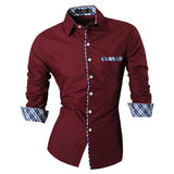 Jeansian Men's Casual Dress Shirts Desinger Stylish Long Sleeve WineRed2 Mart Lion Z020-WineRed US M(170-175cm)70kg China