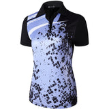 jeansian Women V-Neck Design Summer ShortSleeve Casual T-Shirt Golf Tennis Badminton Polo