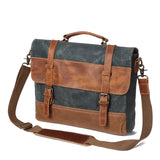 Handbags Unisex Bag Men's Retro Canvas Leather Briefcase Handbag Messenger Laptop Shoulder Mart Lion lake blue  