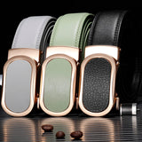 Classic Leather Belt Men's And Women Leather Automatic Buckle Belt Casual Trend Multi-Color Luxury Mart Lion   