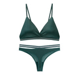 1set Women Lingerie Sets Bra Brief Bikini Bralette Active Seamless Bras Panties Underwear Mart Lion green l S