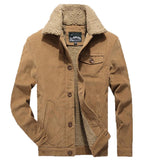 Winter jacket Men's Warm Corduroy Jackets Coats outwear Windbreaker Fleece cotton Outwear Multi-pocket clothing Mart Lion Khaki M 