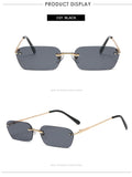 Small Rectangle Rimless Sunglasses Women Square Vintage Designer Men Retro 90s Trendy Gradient Glass Mart Lion   