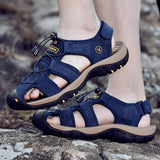 Summer Genuine Leather Men's Sandals Leather Sandals for Men's Outdoor Beach Roman Shoes Casual Mart Lion   