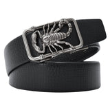 Metal Scorpion Shape 3D Buckle Belts Men's Leather Luxury Brand  Automatic Buckle Punk Belt Designer Belt Animal Mart Lion Silver 100cm 