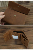 Vintage genuine cowhide wallet men's and women versatile neutral wallet three fold multifunctional leather Mart Lion   