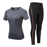 Sports Running Gym Top +Leggings Set Women Fitness Suit Gym Trainning Set Clothing Workout Fitness Women Mart Lion Gray S 