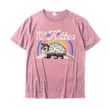Women's Funny Cat Shirt Possum My first kitten shirt Round Neck T-Shirt Classic Men's Tshirts Cotton Design Mart Lion Pink XS 