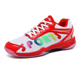 Couples Training Badminton Shoes Lightweight Mesh Volleyball Sneakers Anti skid Breathable Tennis Men's Mart Lion RedL016 35 