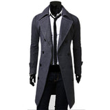 Trench Coat Men Autumn Jacket Self-Cultivation Solid Color Double-Breasted Jacket Mart Lion Dark gray M 