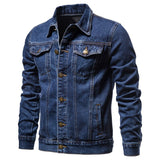 Cotton Lapel Denim Jacket Men's Casual Solid Color Streetwear Jeans Autumn Slim Fit Mart Lion   