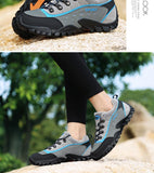 Outdoor Men's Hiking Shoes Couple Leather Trekking Sneakers Waterproof Non Slip Travel Camping Mart Lion   
